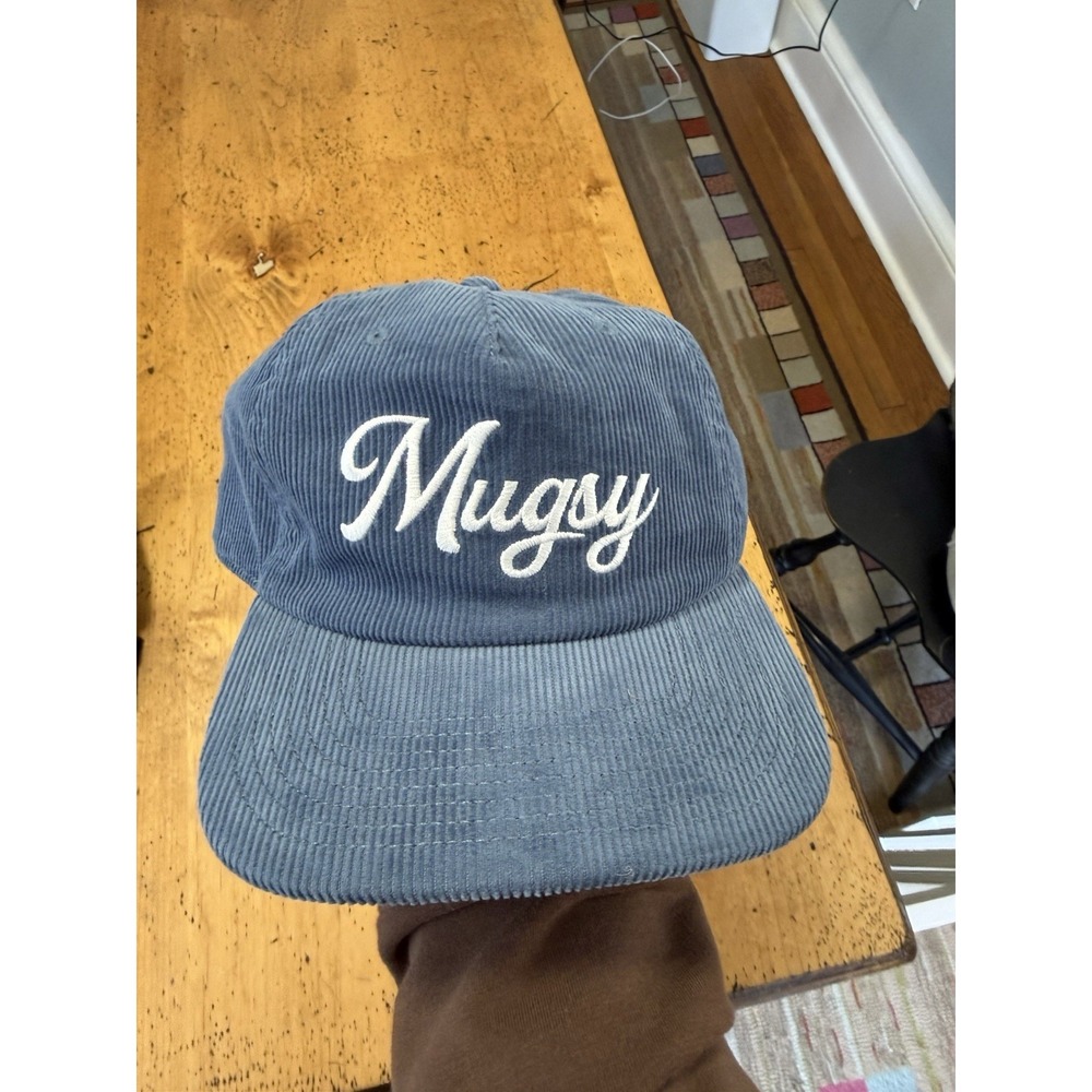 Mugsy Jeans Hat Corduroy Snapback Trucker Embroidered Logo Spell Out Preppy